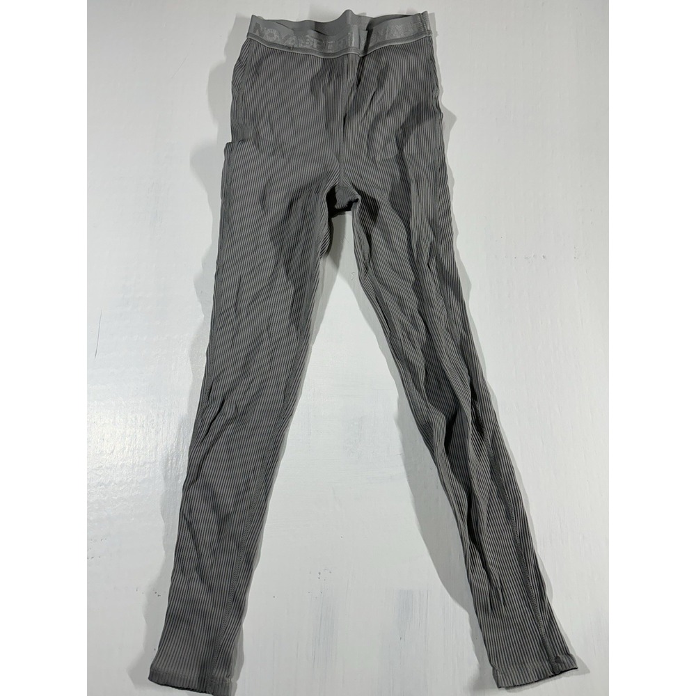 Fashion Nova Gray Ribbed Athletic Leggings Women's Stretch Activewear Pants MED